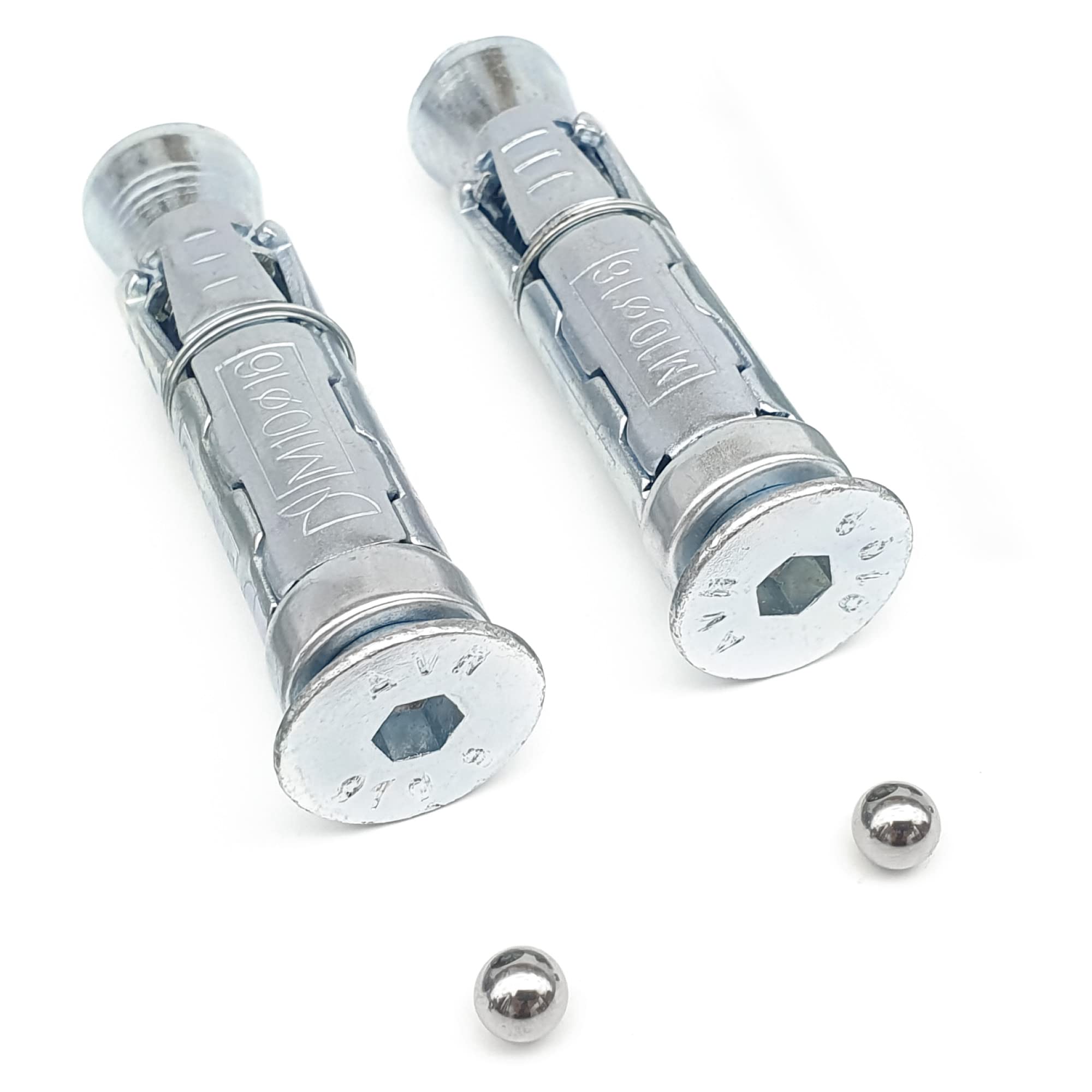 KRASER KR202 Floor or Wall Wall Anchor Bolts for Motorcycle or Bicycle, M10 x 70mm, Safety Ball Screw Kit Heavy Duty Steel Expansion Plugs, Anchor Chain or Padlock U Garage, Replacement Ø16