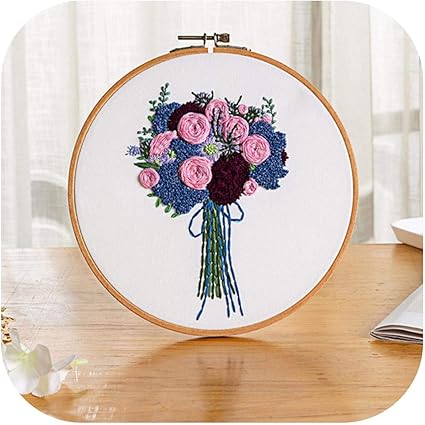 Amazon Co Jp スターターキットクロス 種類diy刺繍花手仕事針仕事初心者クロスステッチキット絵画刺繍フープ家の装飾 N ホーム キッチン