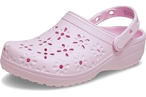 Crocs Unisex-Adult Classic Clogs with Floral Cut Out Design