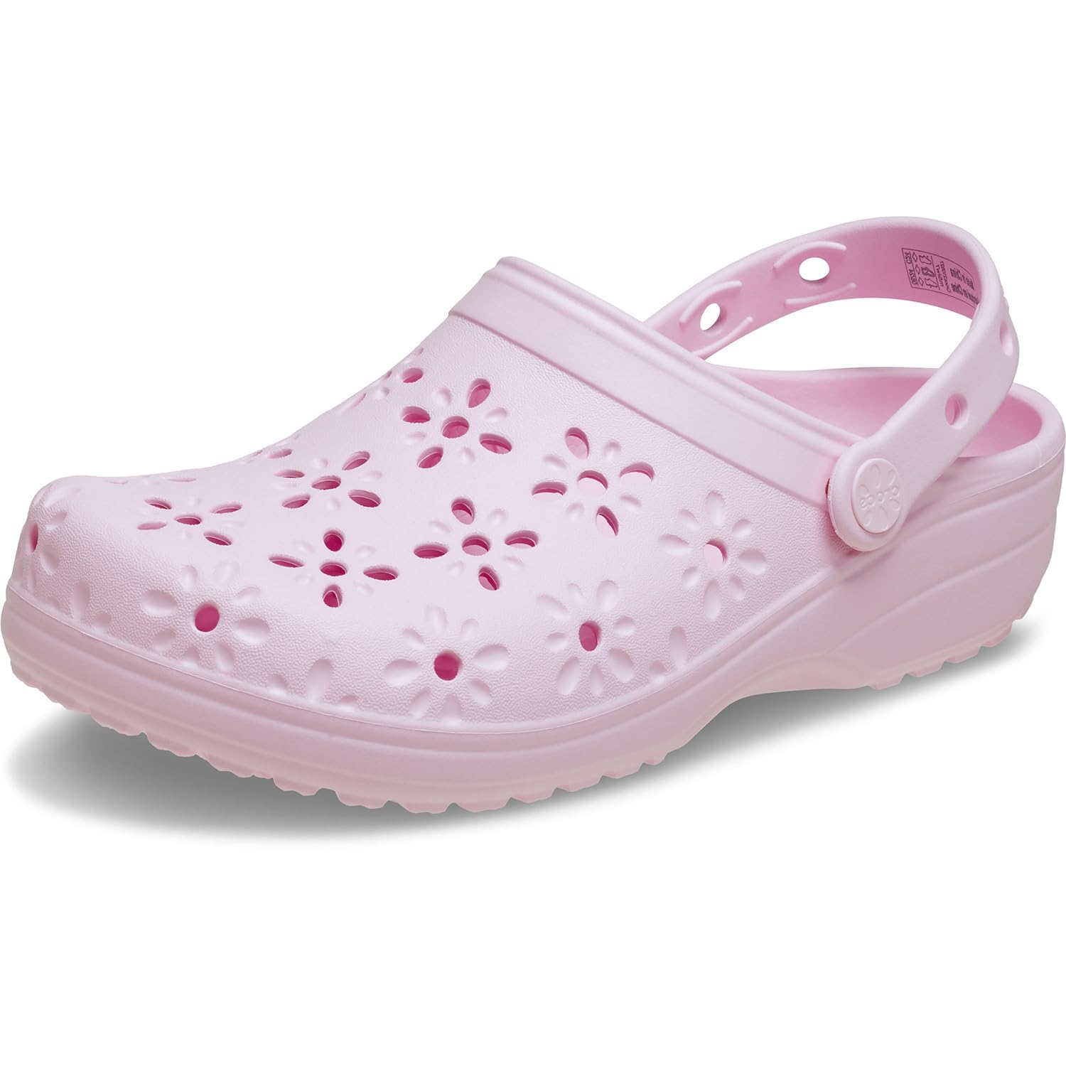Crocs Classic Clogs with Floral Cut Out Design Pink Milk Men's 7, Women's 9 Medium Image