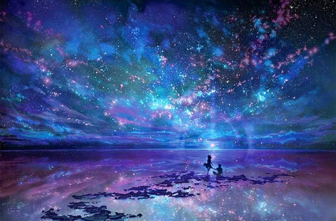 DIY Oil Painting Paint by Number Kit for Kids Adults Beginner 16x20 inch - Drawing with Brushes Christmas Decor Decorations Gifts (Blue Night Sky, Frame)