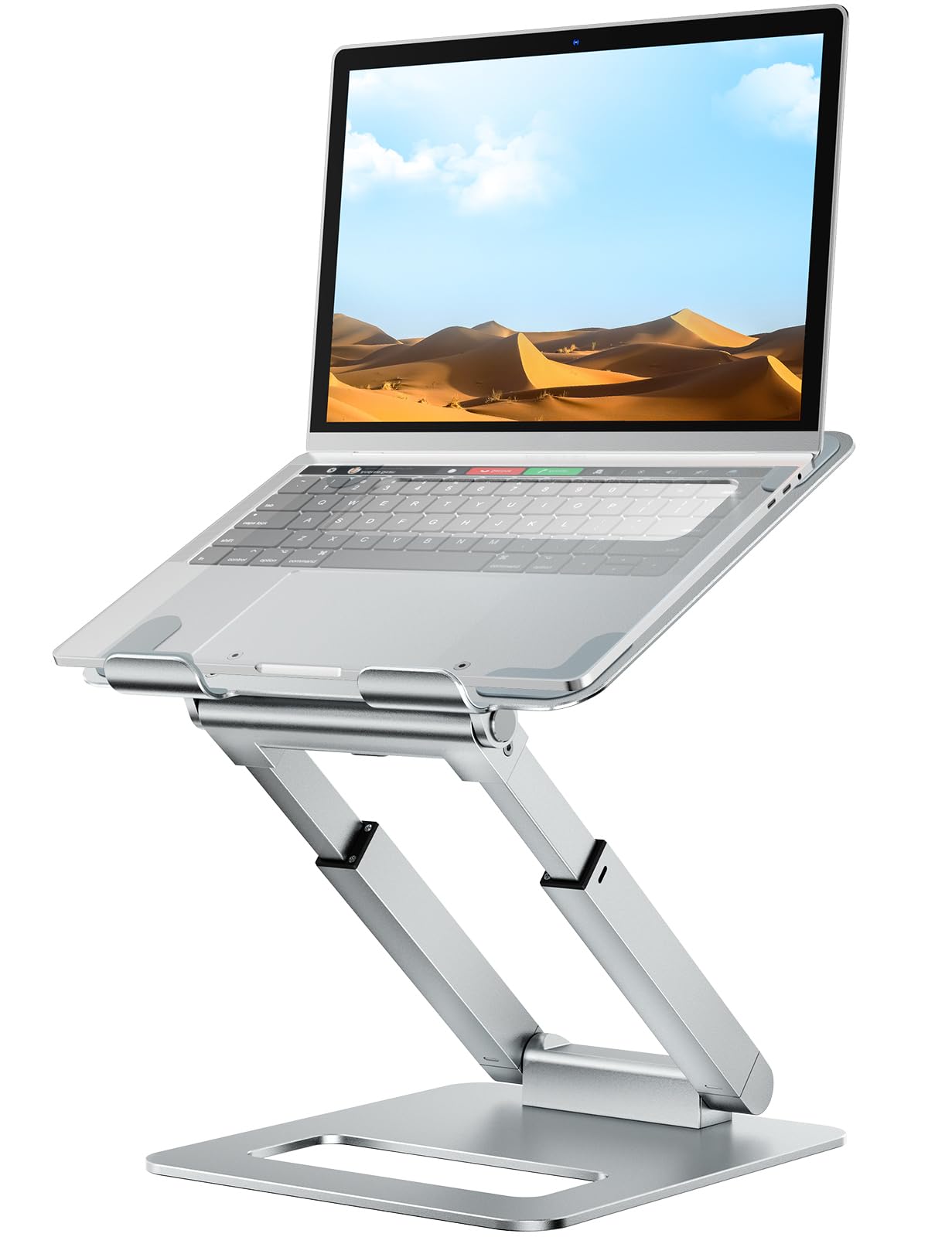 tounee Laptop Stand for Desk Adjustable Height, Telescopic Computer Stand with Pull Out Design Ergonomic Laptop Riser Fits All Laptops 10-17"-Silver