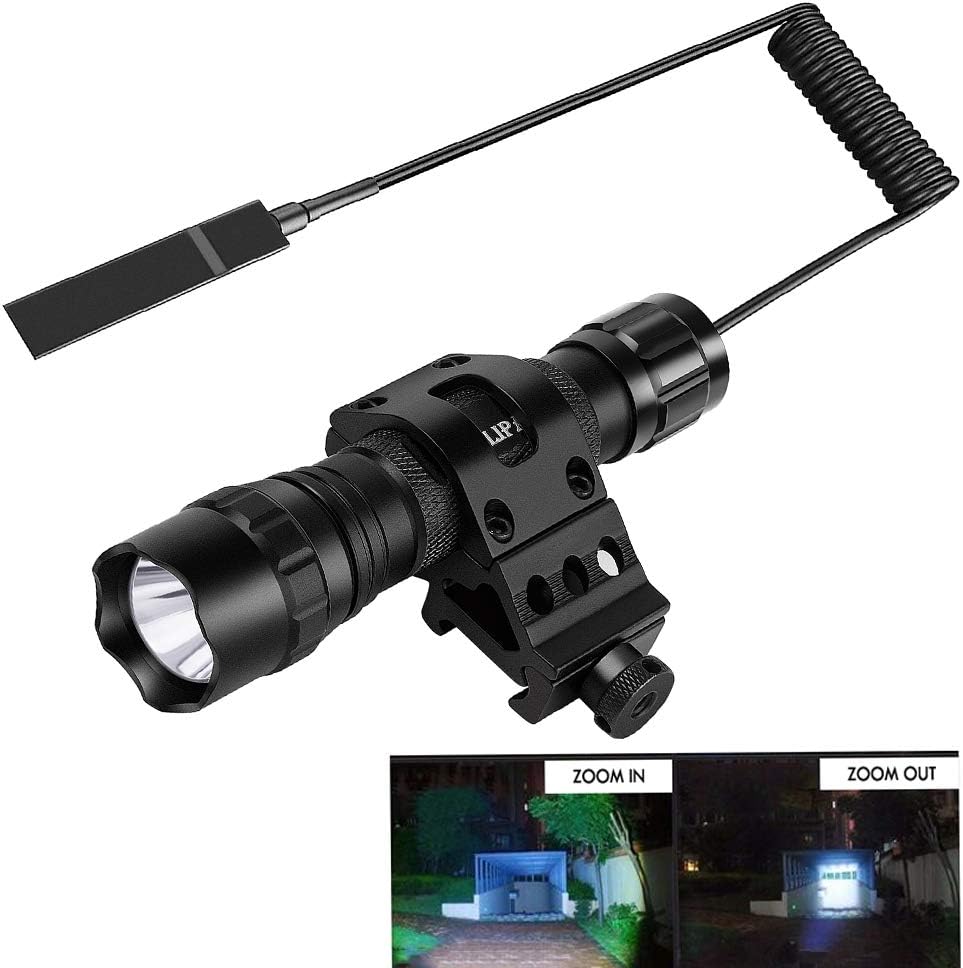 NULIPAM LED Tactical Flashlight with Rail Mount 1200 Lumens Zoomable USB Rechargeable Light,Battery, Pressure Switch Included