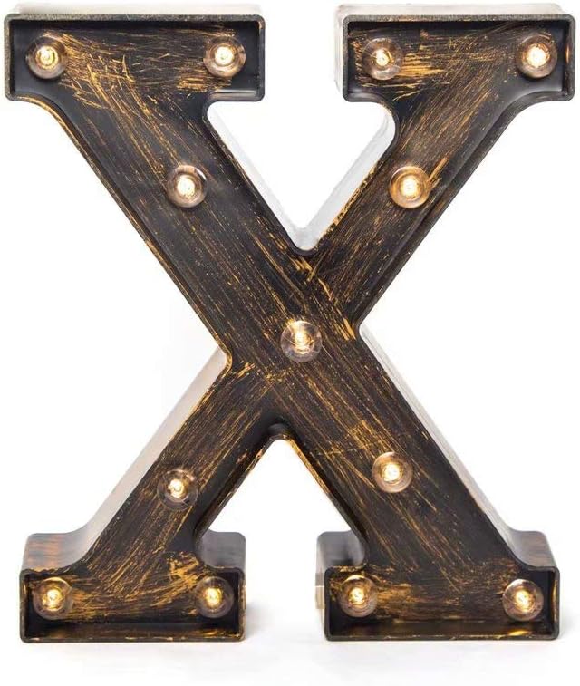 LED Marquee Letter Lights Vintage Style Light Up 26 Alphabet Letter Signs for Wedding Birthday Party Christmas Home Bar Cafe Initials Decor （X）