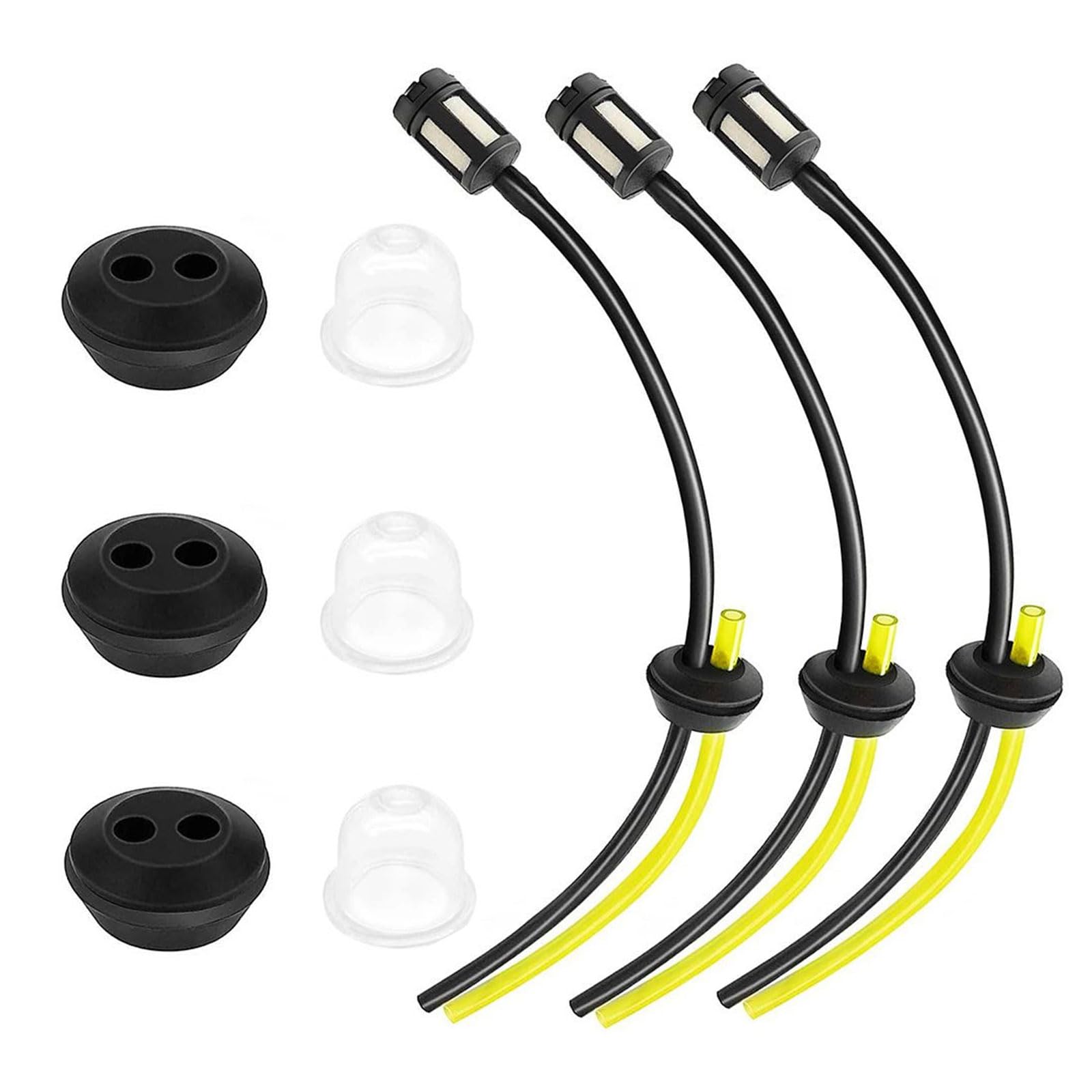 iwiio Strimmer Fuel Line, Universal Strimmer Fuel Pipe, Fuel Line Hose Kit, Petrol Strimmer Parts, Fuel Hose for Brush Cutter Brush Cutter Trimmer Mower Hedge Trimmer - 3 Sets