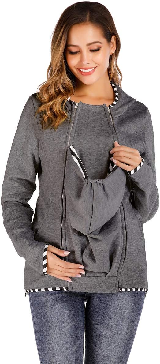 Manteaux Et Vestes Erica Sweat A Capuche Blouson Kangourou Maternite Femme Porte Bebe Zipper Pull Allaitement Blouse Hooded Manteau Vetements Wiser Com Co