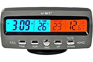 Riloer 4 in 1 LED Digital Display Vehicle Car Kit Thermometer Voltmeter Clock 12V (1 PCS)