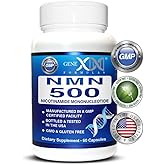 Genex Formulas NMN 500mg - 99% Pure Shelf Stabilized Supplement Capsules for Increased NAD Levels & Healthy Aging, GMP Certified, 500mg per Serving, 60 Capsules
