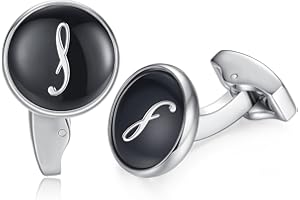 HONEY BEAR Initial Alphabet Letter Cufflinks Round for Mens Wedding Gift