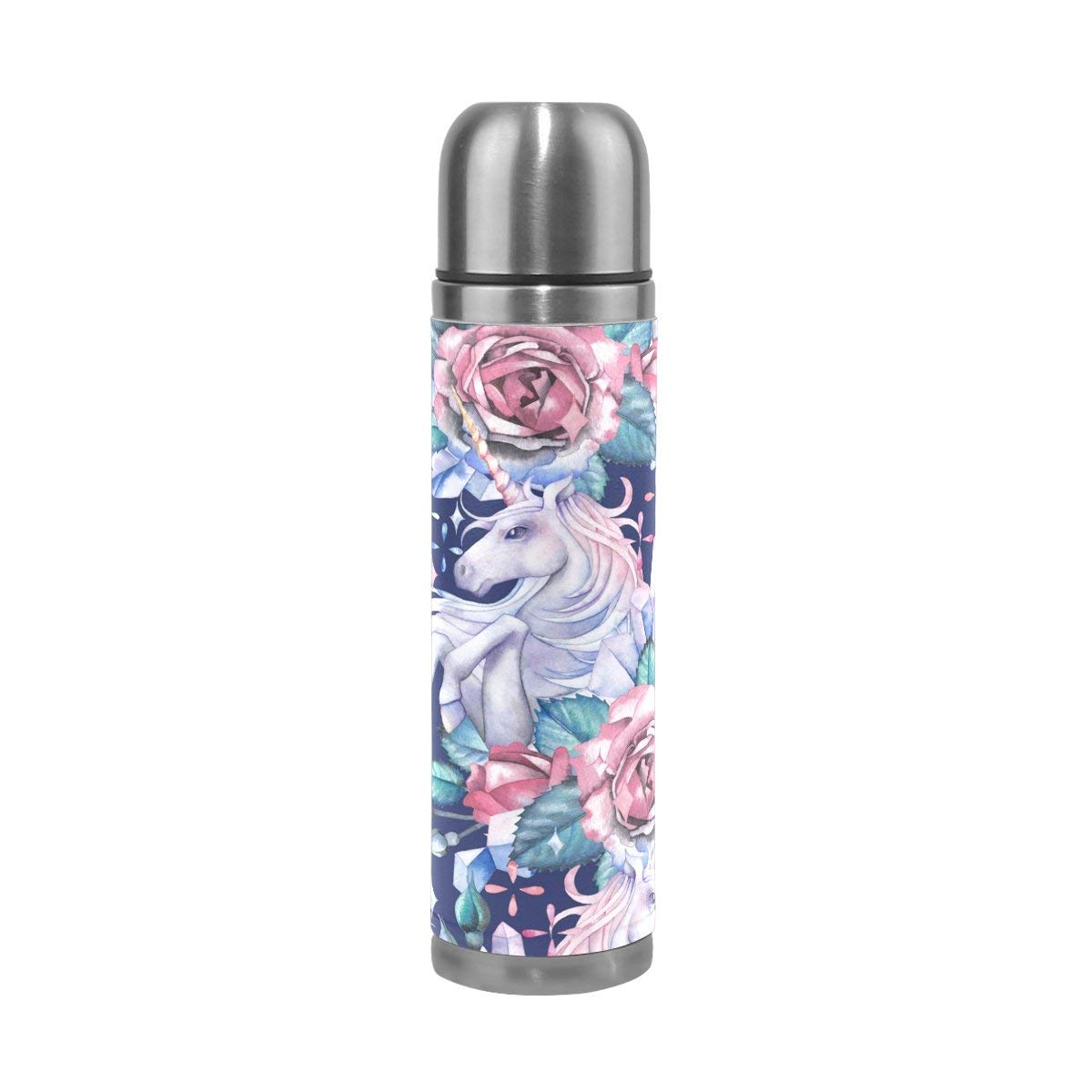 ISAOA Vintage Unicorns and Roses Vignettes Stainless Steel Water Bottle Vacuum Insulated Thermos Leak Proof Double-Walled Thermos Flask