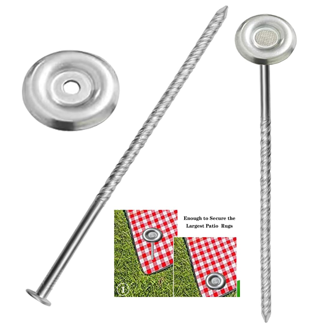 Photo 1 of 10 Count Outdoor Rv Rug Stakes, Stainless Steel Spira Patio Mats Stakes, Used for Fixing Rugs, Tents, Tarps, and RV Mats?Rv Camping Accessories for Outside,Camper Must Haves