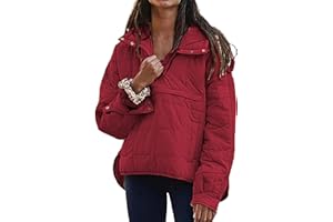 QESULK Womens Oversized Puffer Jacket Pullover Quilted Lightweight Jackets Fall Winter Warm Coat Dolman Hoodies Padded Coats