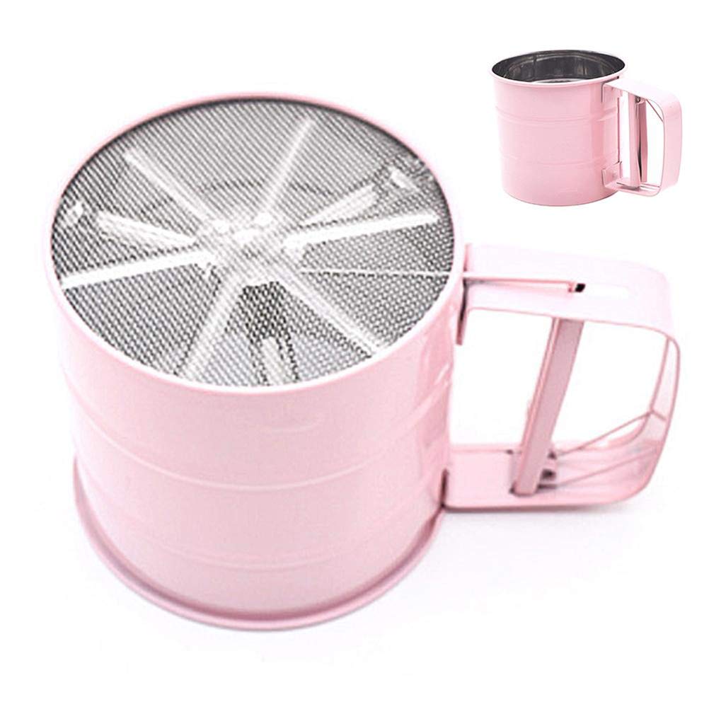 Leikance Kitchen Stainless Steel Flour Sifter,Handheld Powder Flour Sieve Manual Sieve Cup Home Baking Tools