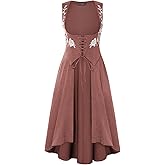 Scarlet Darkness Renaissance Hood Dress for Women Medieval Costume Underbust Pirate Dresses with Pockets