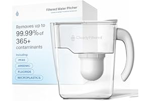 Clearly Filtered No.1 Filtered Water Pitcher/Updated Model/Targets 365+ Contaminants e.g. Fluoride Chlorine PFAS Microplastic