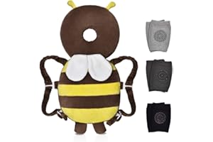 Okydoky Baby Head Protector One Backpack, Adjustable Toddlers Head Safety Pad Backpack, Baby Back Protection for Crawling & Walking, Bee