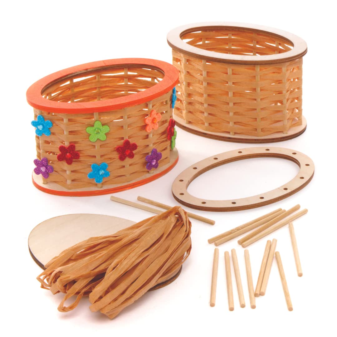 Baker Ross AX732 Basket Weaving Kits - Pack of 2, Introductory Sewing for Beginners and for Kids Arts and Crafts Projects