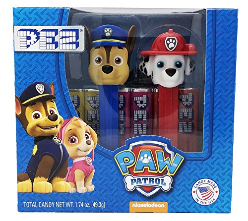 Pez Candy Paw Patrol Twin Pack Chase and Marshall Dispensers and 6 Rolls of Pez Candy