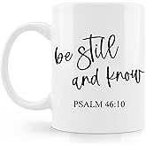 BESERH Christian Coffee Mug Cup, Christian Gifts for Women Men, Faith Based Gifts, Be Still and Know Psalm 46:10 Bible Verse Ceramic Coffee Mug 11 oz