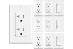 BESTTEN 10 Pack - 20 Amp Tamper Resistant Wall Receptacle Outlet with Decorator Wallplate, Standard TR Electrical Outlet for 
