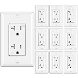 BESTTEN 10 Pack 20 Amp Decor Wall Receptacle