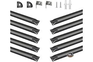 BTF-LIGHTING 10-Pack 1.64ft / 0.5m V-Shaped Black LED Aluminum Channel System with Black Cover Lens,Aluminum Extrusion Track Housing Profile Diffuser for 8/10mm SMD/FCOB LED Strip Lights(No LED)