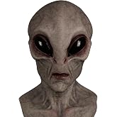 FLORENCE IISA Realistic Area 51 Alien Full Head Latex Mask, Scary Creepy Prop for Adults Halloween Cosplay Costume Party 2026