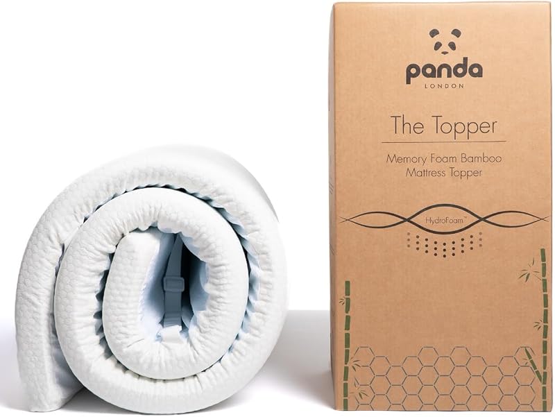 Panda Gel Infused Memory Foam Bamboo Mattress Topper UK Double 5cm Medium