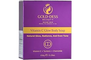 Gold-Dess Beauty Brightening Turmeric & Vitamin C Soap – helps improve the appearance of uneven skin tone & healthy looking S