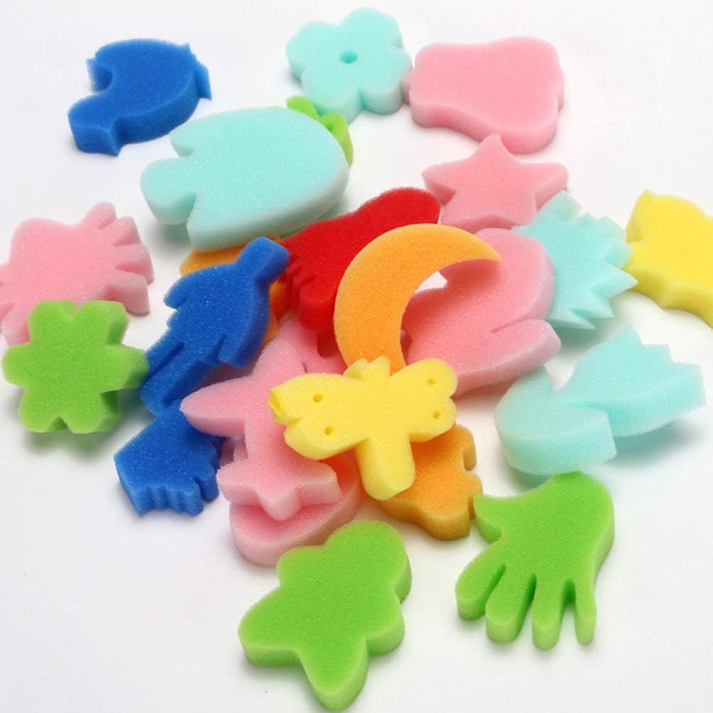 Healifty 24Pcs Painting Craft Sponge Animal Shaped Drawing Sponges Brushes for Kindergaten Kids Art Paint Supplies (Random Color) - Image 5