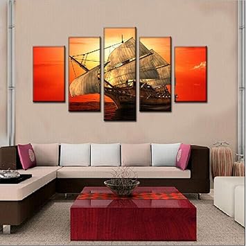 sanjiing 5 paneles de cuadros de lienzo