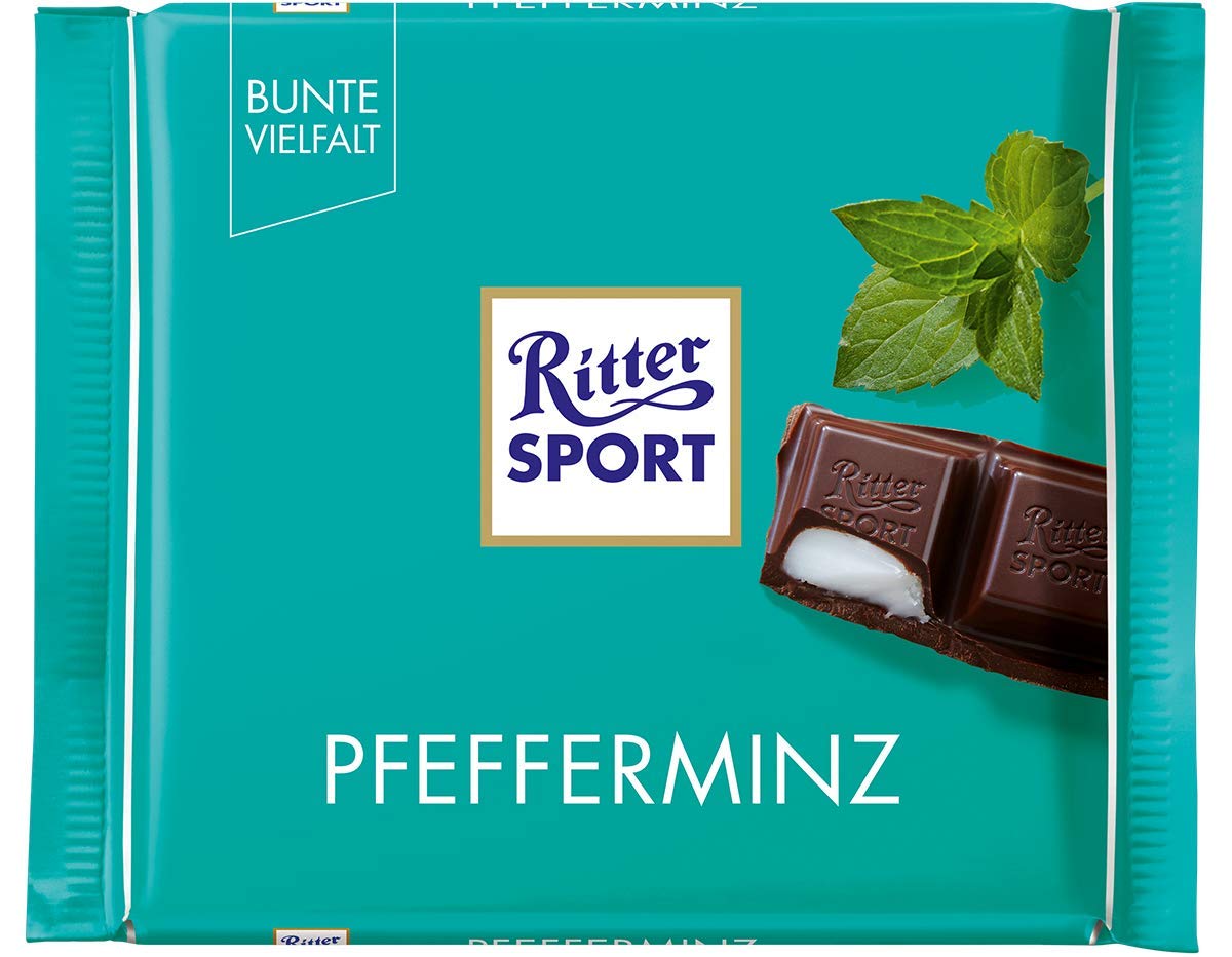 Ritter Sport Pfefferminz 12 X 100 G Halbbitter Schokolade Mit Pfefferminze Gefullt Besonders Erfrischender Geschmack Pfefferminzschokolade Amazon De Lebensmittel Getranke