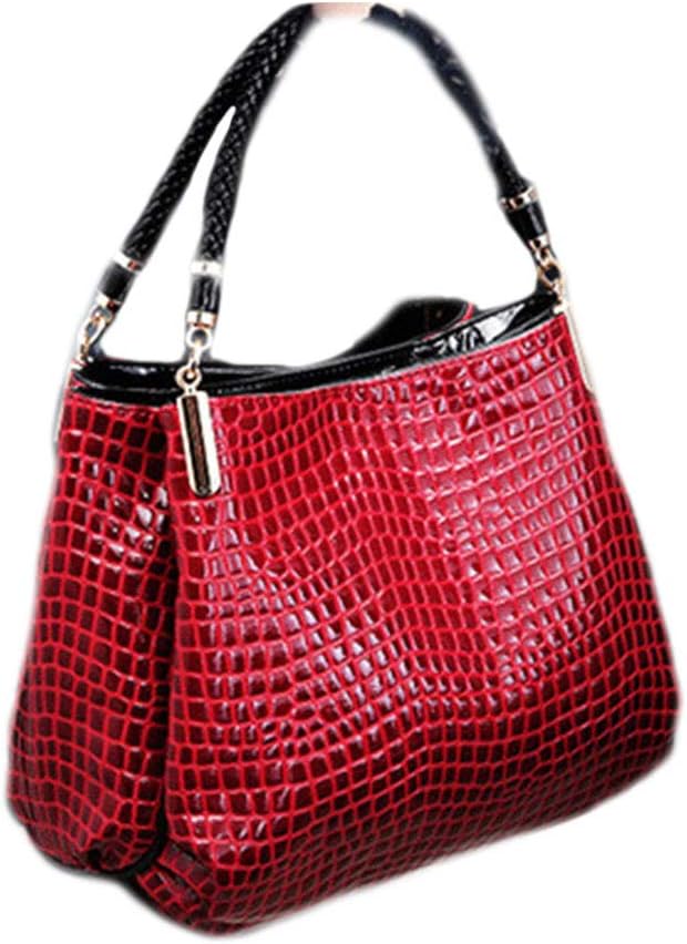 AlwaySky Women PU Leather Crocodile Grain Top Handle Handbag Satchel Tote Shoulder Hobo Messenger Bag