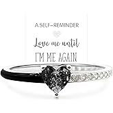 Love Me Until I'M Me Again Black Heart-Cut Half Enamel Ring, Black Heart Self-Love Ring, Jewelry Birthday Gifts for Women, Daughter, Wife, Friends