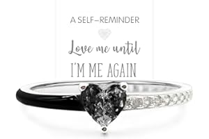 HNLUGF Love Me Until I'M Me Again Black Heart-Cut Half Enamel Ring, Black Heart Self-Love Ring, Jewelry Birthday Gifts for Women, Daughter, Wife, Friends