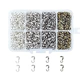 Pandahall 1000pcs/box Iron Bead Tips Mixed Color Clam Shell Bead Tip with a Container Bead Stringing Parts