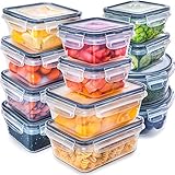 Fullstar (12 Pack) Food Storage Containers with Lids - Black Plastic Food Containers with Lids - Plastic Containers with Lids - Airtight Leak Proof Easy Snap Lock and BPA-Free Plastic Container Set
