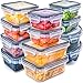 Fullstar (12 Pack) Food Storage Containers with Lids - Black Plastic Food Containers with Lids - Plastic Containers with Lids - Airtight Leak Proof Easy Snap Lock and BPA-Free Plastic Container Set primary