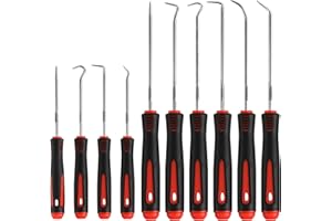 Pahiuii Hook and Pick Set – 10PCS Precision Pick Tools with Non-Slip Grip for Automotive, O-Ring, Seal & Gasket Removal, Mechanical and DIY Use Tool Set, Picks Precision Hooks Puller Remover Tools