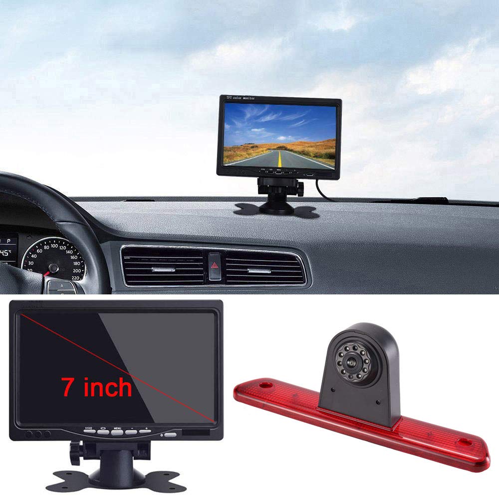 【Parking Camera Kit】7'' Inch TFT LCD Screen Auto Monitor + HD IR Night Vision Brake Light Rear View Camera Backup Camera for Citroen Jumpy/Peugeot Expert/Toyota Proace van 3 transporter 2007-2016