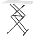 SOUNDANCE Small Folding Table, Adjustable TV Tray, Portable Dinner Table, Lightweight, Zero Assembly, Easy to Fold and Storage, Sturdy Desk for Home Garden Office Indoor Outdoor Use, White