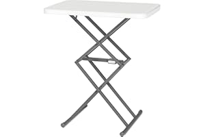 SOUNDANCE Small Folding Table, Adjustable TV Tray, Portable Dinner Table, Lightweight, Zero Assembly, Easy to Fold and Storage, Sturdy Desk for Home Garden Office Indoor Outdoor Use, White