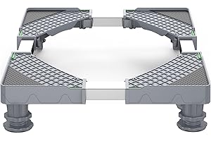 HQO LOVL Mini Fridge Stand with 4 Strong Feet 15.7"-23.6" Adjustable Dolly Washing Machine Stand Universal Stand Base for Furniture Portable Refrigerator Dryer Stand (Grey)