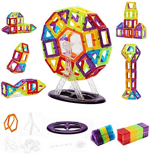 Magnetic Building Blocks Toy Set, Magnetic Tiles Kit Creative Educational Construction Stacking Gift Set for Toddler Kids Boys and Girls (58pcs)