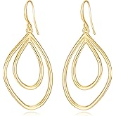 YKKZART Gold Earrings for Women 14k Gold Plated Dangle Drop Earrings Hypoallergenic Dainty Geometric Rectangle Waterdrop Dangle Minimalist Earrings for Women Trendy