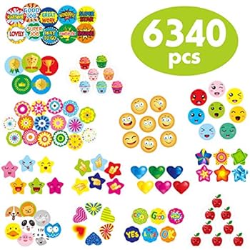 6340 pcs Teacher Reward Encouragement Motivational Sticker Mega Pack in 12 Themes (Each Measures 1/2