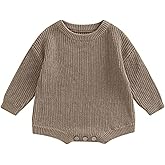 woshilaocai Baby Boy Girl Sweater Oversized Long Sleeve Romper Warm Crewneck Bodysuit Knitted Winter Clothes