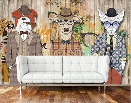 Carta Da Parati 3d Wallpaper Retro Nostalgico Astratto Cane In Legno Sigaro Animale Foto Wallpaper Art Painting Wallpaper