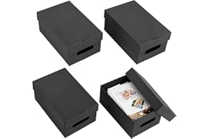 AOPULE 4 Sets Photo Organizer Storage Box, Cardboard Photo Boxes with Lids Fit 5×7" Photos Picture Storage Containers Storage