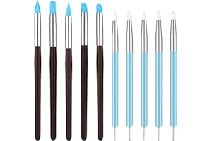 ZLULARY 10 Pcs Silicone Clay Tools, Silicone Sculpting Tools, Polymer Clay Tools, Dotting Tools for Painting, Silicone Brushes for Crafts, Nails